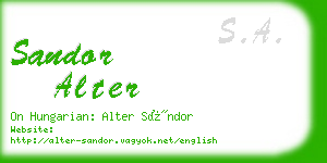 sandor alter business card